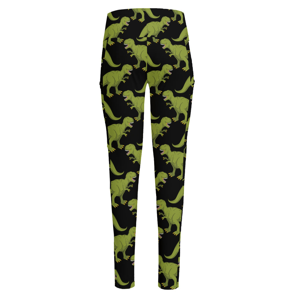 Tyrannosaurus Rex Pattern Print High-Waisted Pocket Leggings