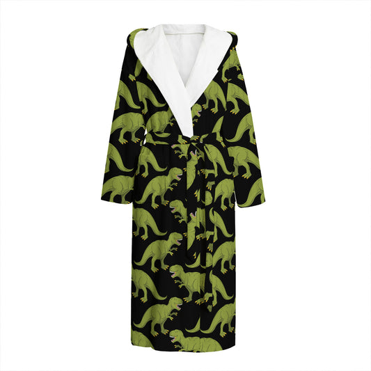 Tyrannosaurus Rex Pattern Print Hooded Bathrobe