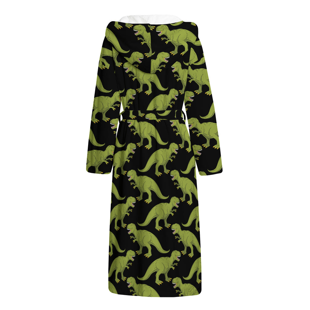 Tyrannosaurus Rex Pattern Print Hooded Bathrobe
