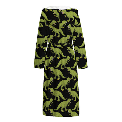 Tyrannosaurus Rex Pattern Print Hooded Bathrobe