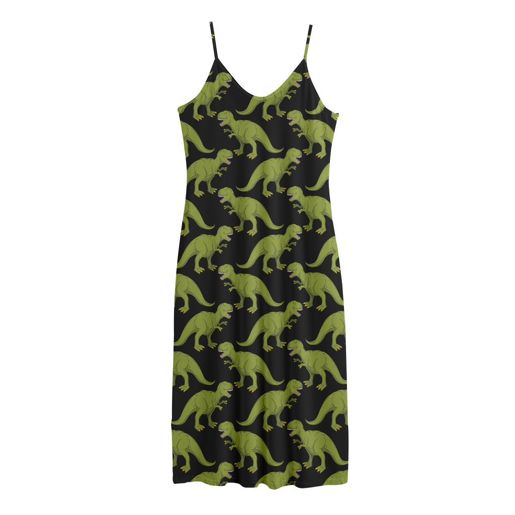 Tyrannosaurus Rex Pattern Print Jersey Midi Cami Dress