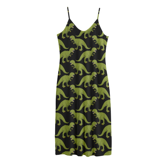 Tyrannosaurus Rex Pattern Print Jersey Midi Cami Dress