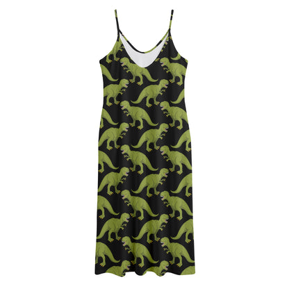 Tyrannosaurus Rex Pattern Print Jersey Midi Cami Dress