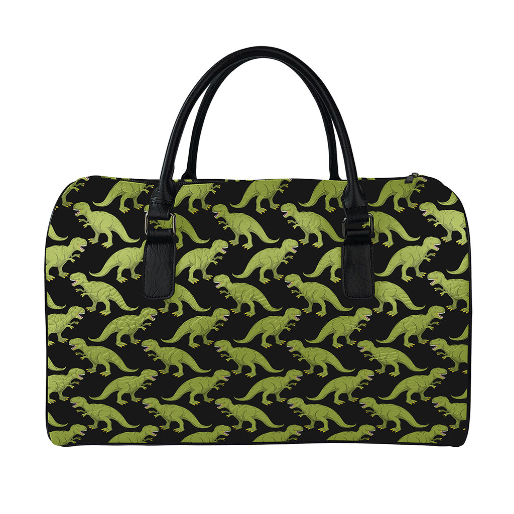 Tyrannosaurus Rex Pattern Print Leather Duffle Bag