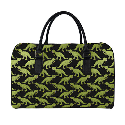 Tyrannosaurus Rex Pattern Print Leather Duffle Bag