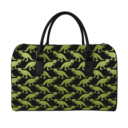 Tyrannosaurus Rex Pattern Print Leather Duffle Bag
