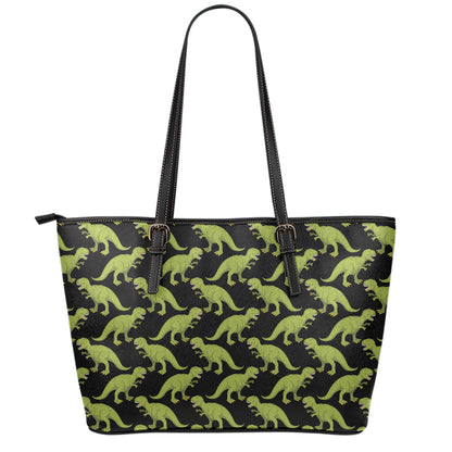 Tyrannosaurus Rex Pattern Print Leather Tote Bag