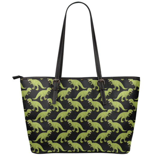 Tyrannosaurus Rex Pattern Print Leather Tote Bag