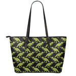 Tyrannosaurus Rex Pattern Print Leather Tote Bag