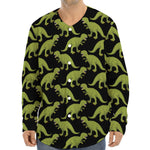 Tyrannosaurus Rex Pattern Print Long Sleeve Baseball Jersey