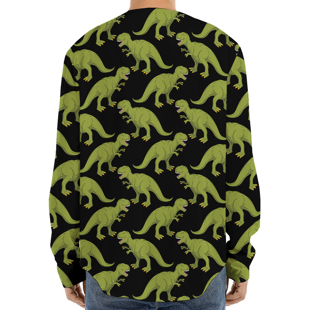 Tyrannosaurus Rex Pattern Print Long Sleeve Baseball Jersey