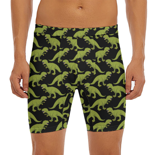 Tyrannosaurus Rex Pattern Print Men's Long Boxer Briefs
