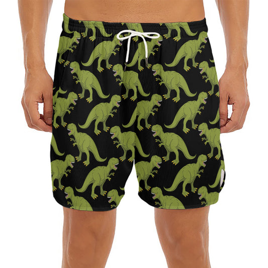 Tyrannosaurus Rex Pattern Print Men's Split Running Shorts