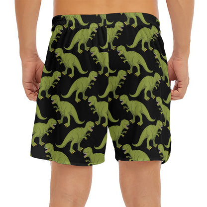 Tyrannosaurus Rex Pattern Print Men's Split Running Shorts