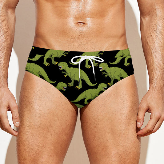 Tyrannosaurus Rex Pattern Print Men's Swim Briefs