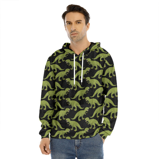 Tyrannosaurus Rex Pattern Print Men's Velvet Pullover Hoodie