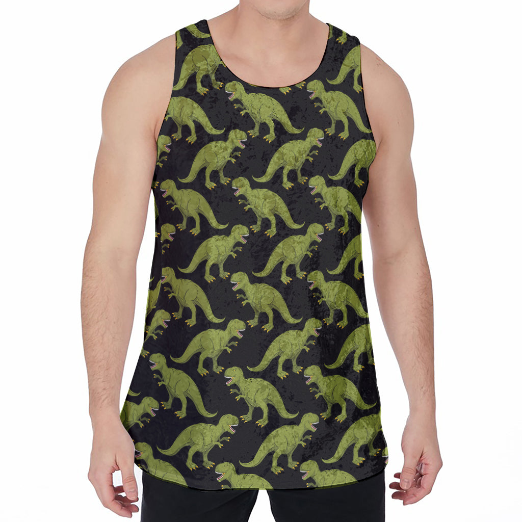 Tyrannosaurus Rex Pattern Print Men's Velvet Tank Top