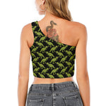 Tyrannosaurus Rex Pattern Print One Shoulder Crop Top
