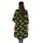 Tyrannosaurus Rex Pattern Print Open Front Beach Cover Up