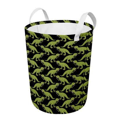 Tyrannosaurus Rex Pattern Print Round Laundry Basket