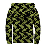 Tyrannosaurus Rex Pattern Print Sherpa Lined Zip Up Hoodie