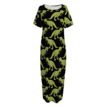 Tyrannosaurus Rex Pattern Print Short Sleeve Long Nightdress