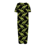 Tyrannosaurus Rex Pattern Print Short Sleeve Long Nightdress
