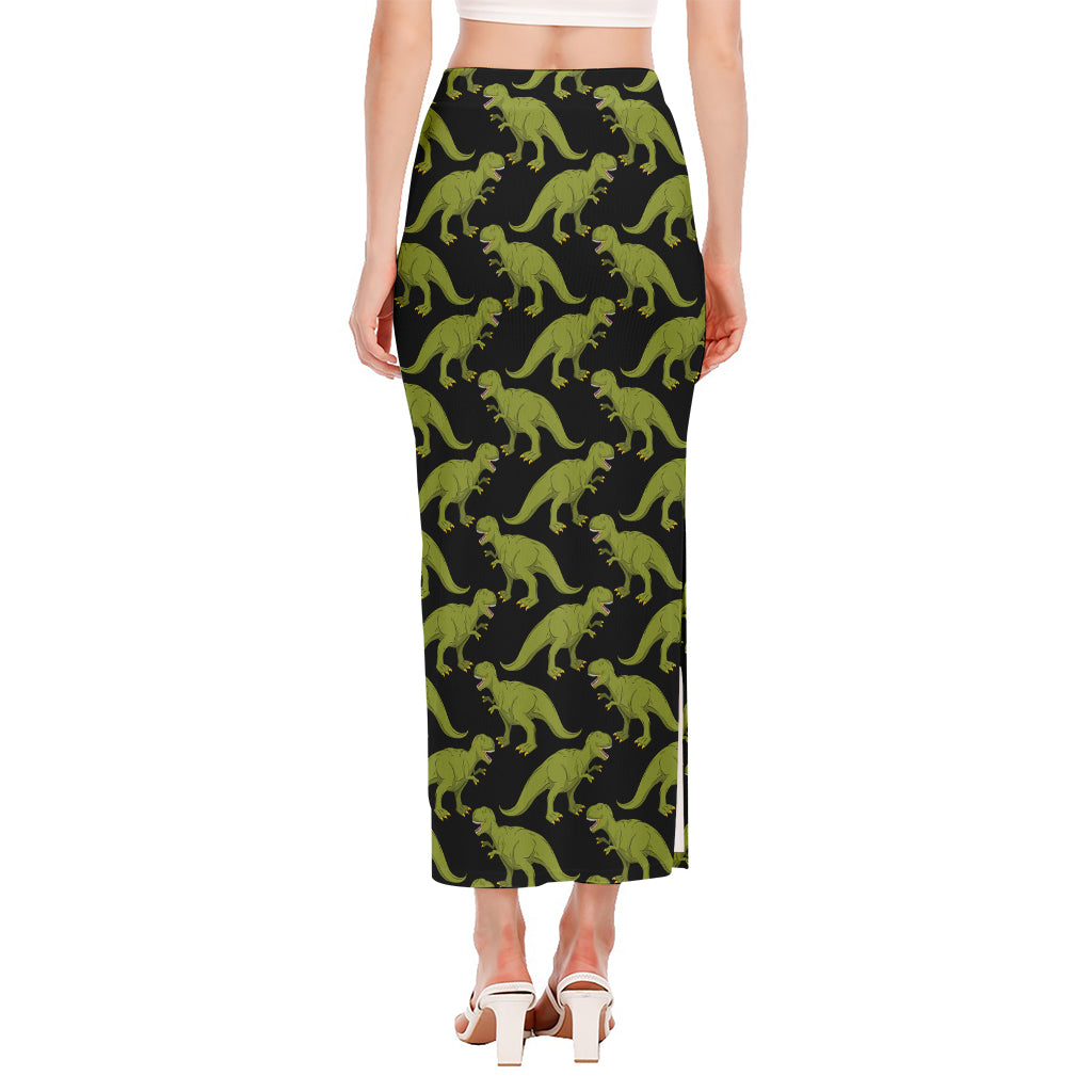 Tyrannosaurus Rex Pattern Print Side Slit Maxi Skirt