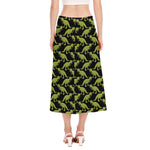 Tyrannosaurus Rex Pattern Print Side Slit Midi Skirt