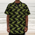Tyrannosaurus Rex Pattern Print Textured Short Sleeve Shirt