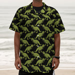 Tyrannosaurus Rex Pattern Print Textured Short Sleeve Shirt