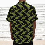Tyrannosaurus Rex Pattern Print Textured Short Sleeve Shirt