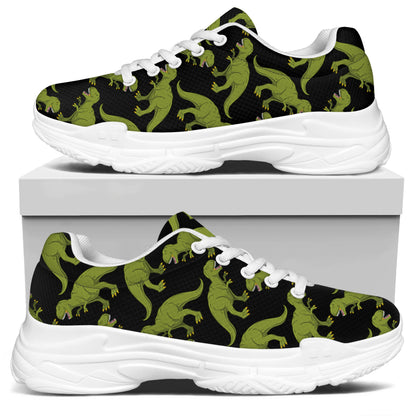 Tyrannosaurus Rex Pattern Print White Chunky Shoes