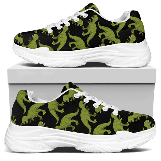 Tyrannosaurus Rex Pattern Print White Chunky Shoes