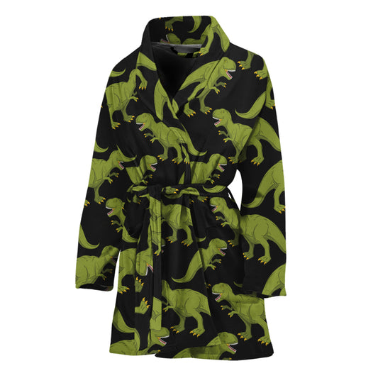 Tyrannosaurus Rex Pattern Print Women's Bathrobe