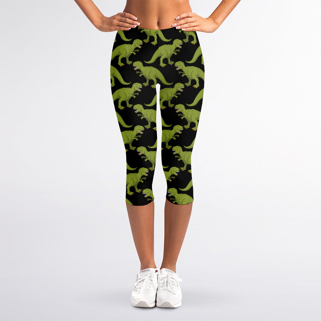 Tyrannosaurus Rex Pattern Print Women's Capri Leggings
