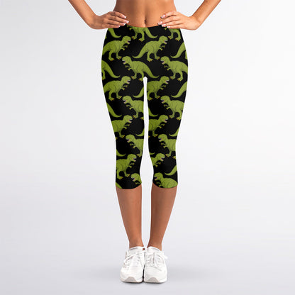 Tyrannosaurus Rex Pattern Print Women's Capri Leggings