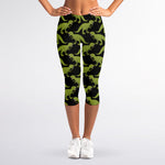Tyrannosaurus Rex Pattern Print Women's Capri Leggings