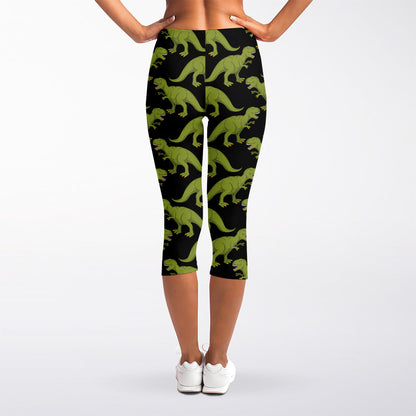 Tyrannosaurus Rex Pattern Print Women's Capri Leggings