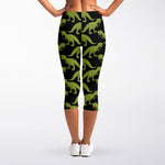 Tyrannosaurus Rex Pattern Print Women's Capri Leggings