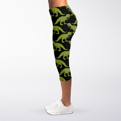 Tyrannosaurus Rex Pattern Print Women's Capri Leggings