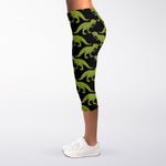 Tyrannosaurus Rex Pattern Print Women's Capri Leggings