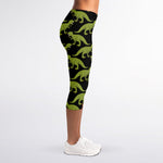 Tyrannosaurus Rex Pattern Print Women's Capri Leggings