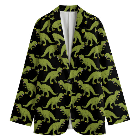 Tyrannosaurus Rex Pattern Print Women's Cotton Blazer