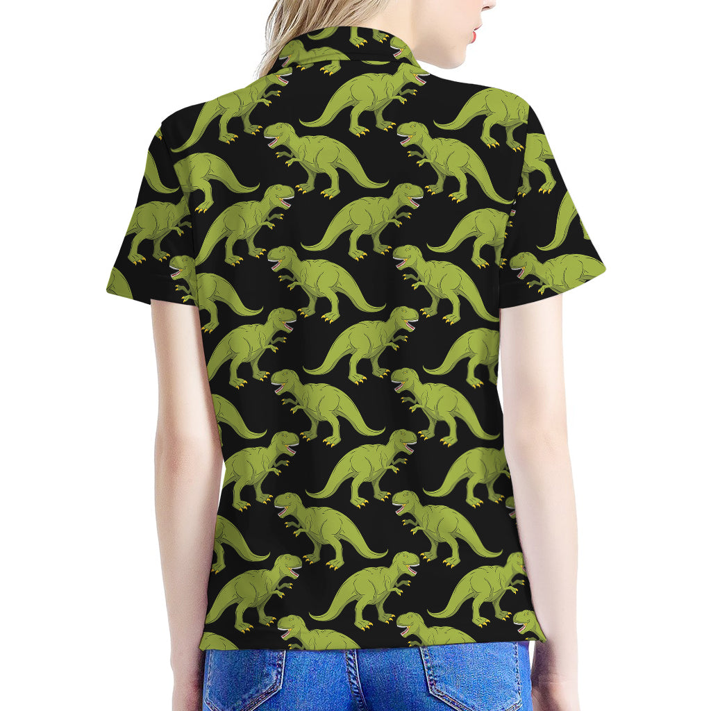 Tyrannosaurus Rex Pattern Print Women's Polo Shirt