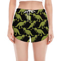 Tyrannosaurus Rex Pattern Print Women's Split Running Shorts