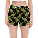 Tyrannosaurus Rex Pattern Print Women's Split Running Shorts