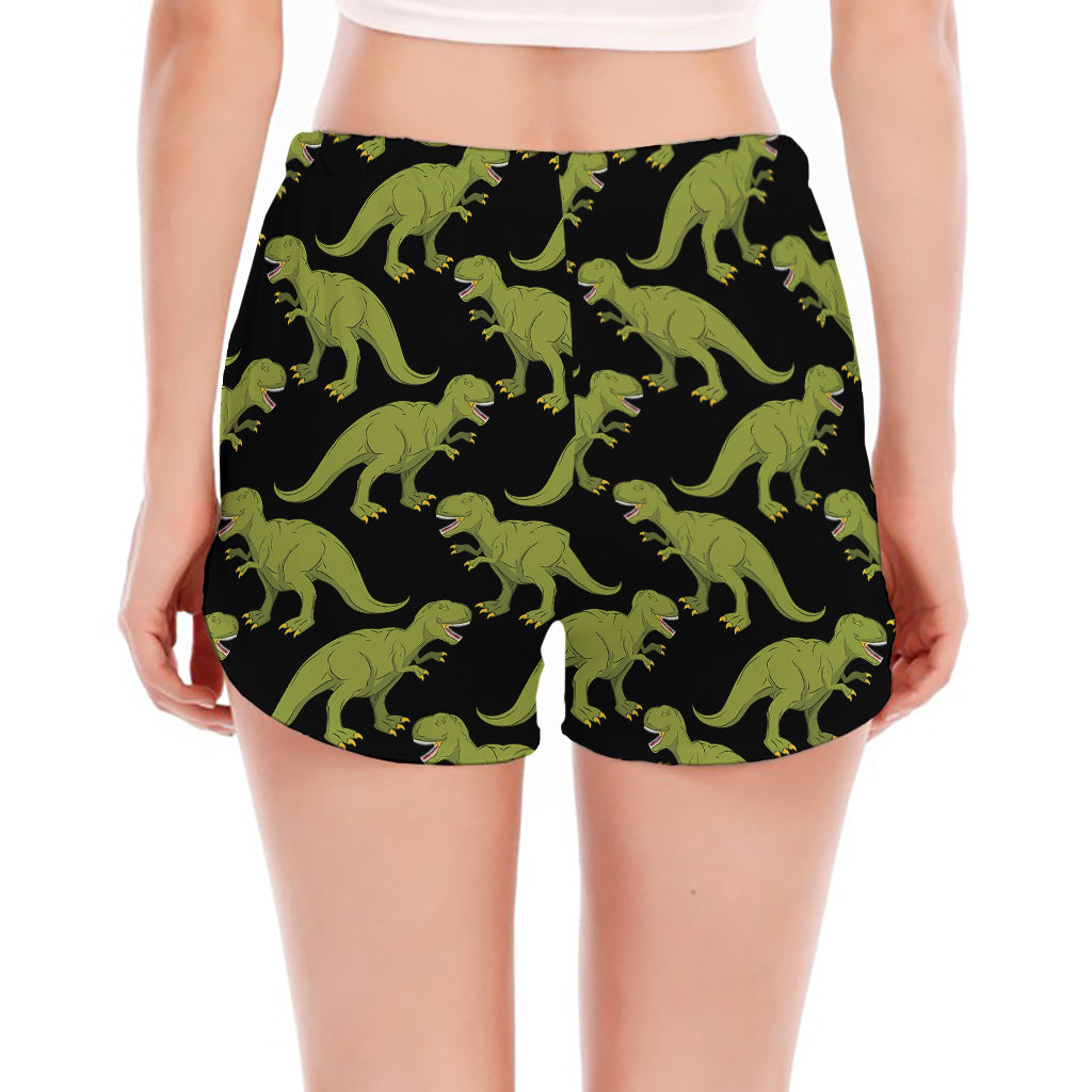 Tyrannosaurus Rex Pattern Print Women's Split Running Shorts