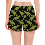 Tyrannosaurus Rex Pattern Print Women's Split Running Shorts