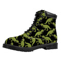 Tyrannosaurus Rex Pattern Print Padded Collar Lace Up Boots